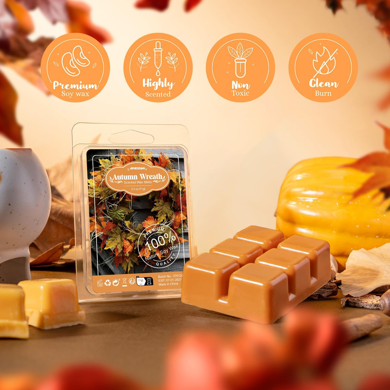 Fall Scented Wax Melts,  Autumn Wax Cubes for Wax Warmer, Strong Scent Wax Candl