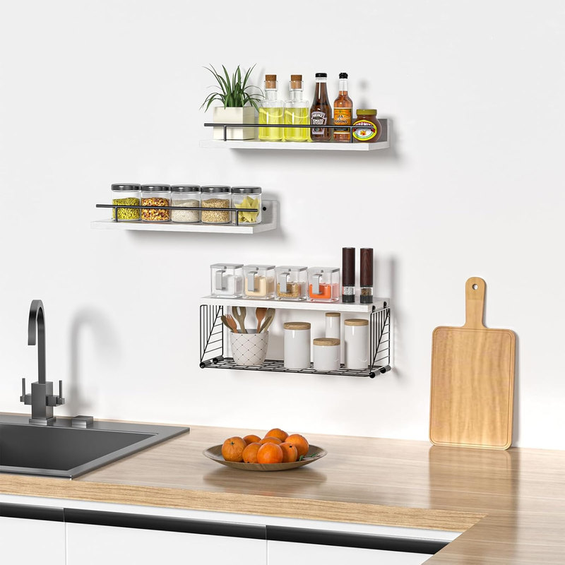 Bathroom Shelves with Wire Storage Basket, Floating Shelves Over Toilet with Pro