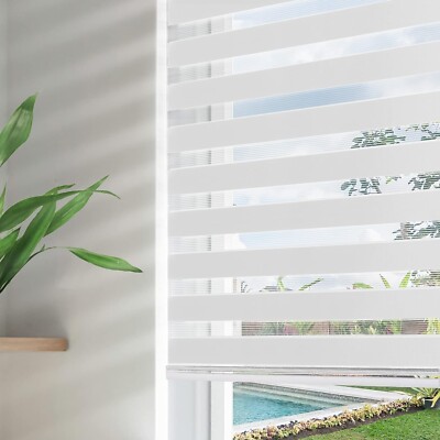 Zebra blinds white cordless 41'' x 75'' joydeco dual layer shades