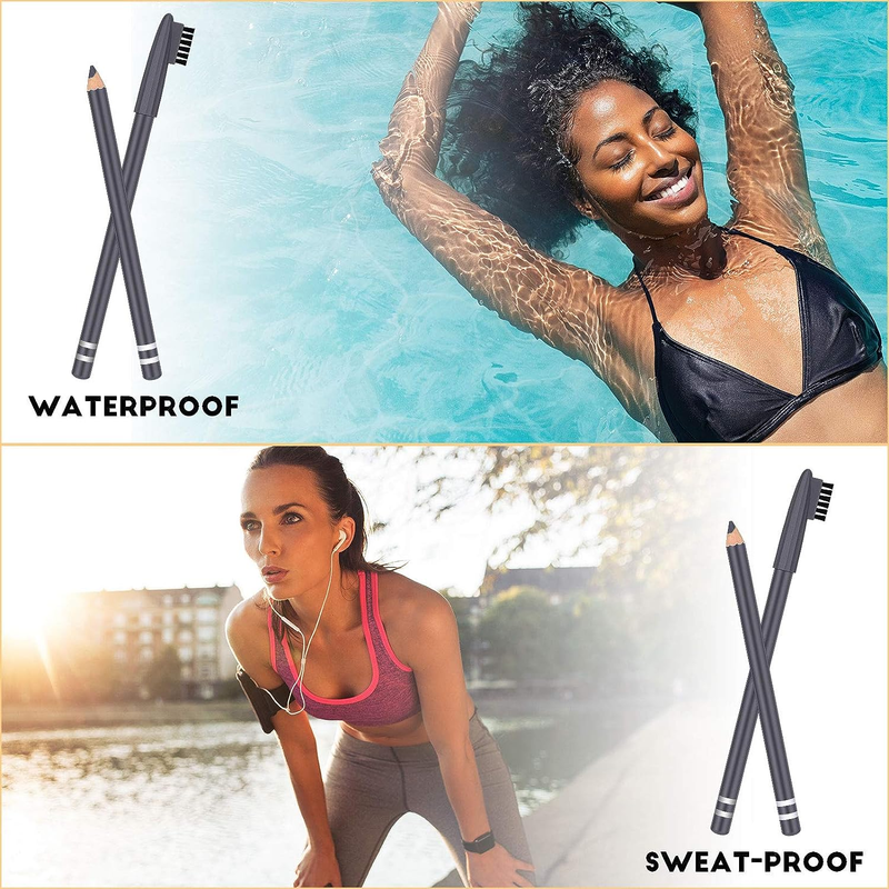 2 Packs Eyebrow Pencils with Soft Brush 2-In-1 Long-Lasting Water-Proof Sweat-Pr
