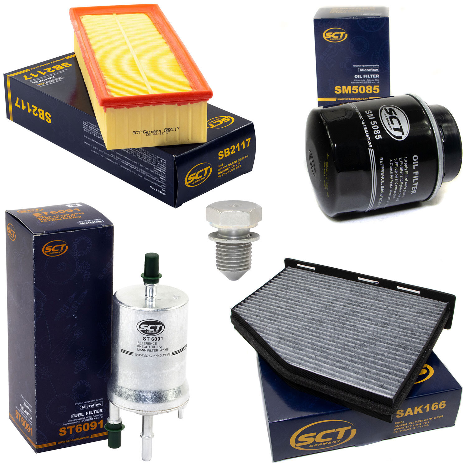 Filter Set Kraftstoff-ÖL-Luft-Innenraum + Schraube für VW Passat