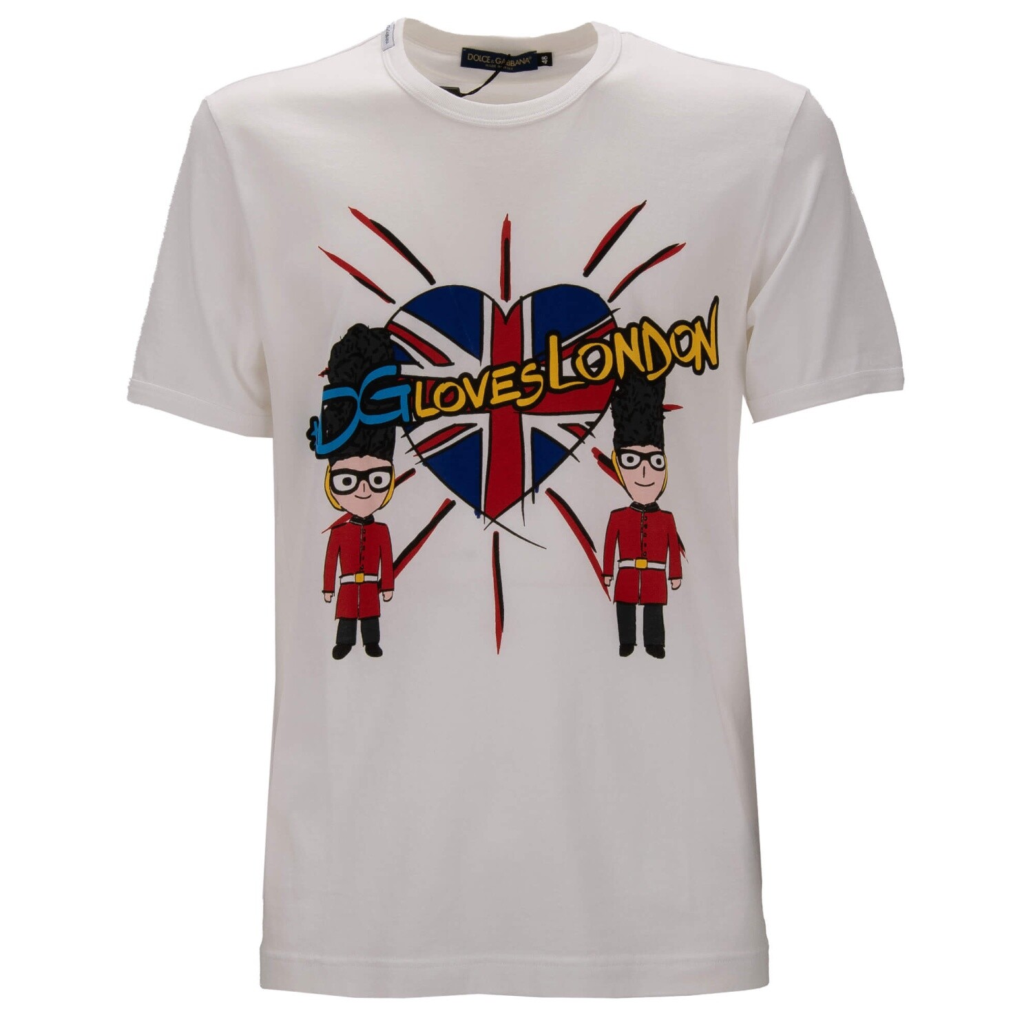 DOLCE & GABBANA Хлопковая футболка DG Loves London Heart Белый Красный 48 38 M 12550