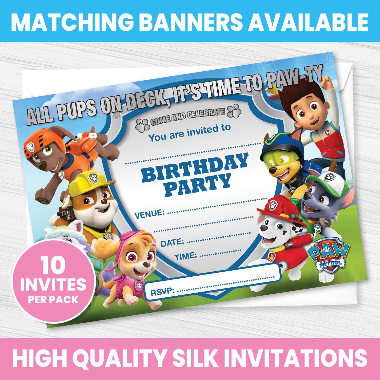 PAW PATROL INVITES BIRTHDAY PARTY PAW PATROL INVITATIONS PACK