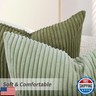 Pack of 2 Olive Green Corduroy Decorative Throw Pillow Covers 12x20 Inch Striped Cushion Covers Cozy Boho Pillowcase Farmhouse Home Decor Soft Accent Cushion Case for Couch Sofa Bed 30x50 cm