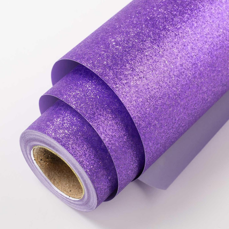 Roll-46.8sqft(17in X 32.8ft) Solid Color With Purple Glitter