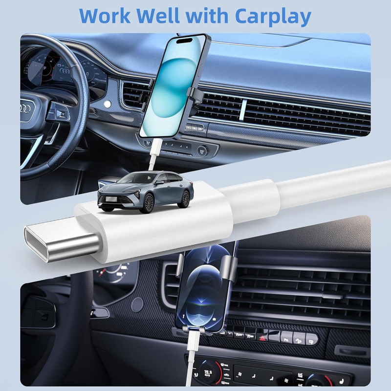 Car Charger for iPhone 16 15 Carplay Cable, 2Pack [3FT+6FT] USB to USB C Chargin