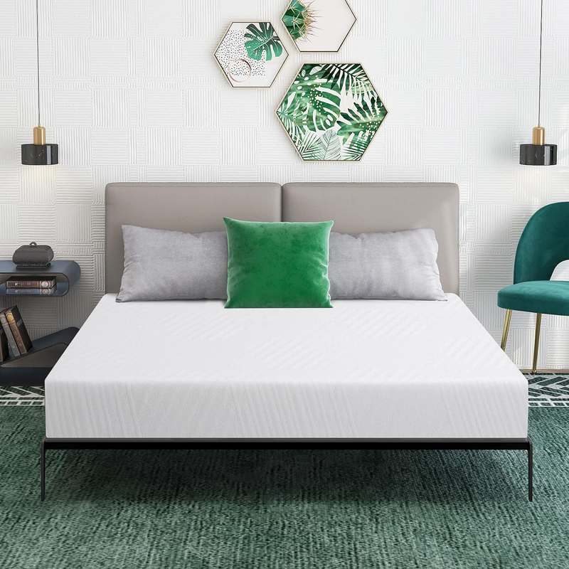 Queen Mattress, 10 Inch Memory Foam Mattress in a Box, Medium Feel Green Tea Gel