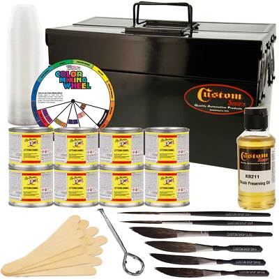 1 Shot Complete Striper Pinstriping & Lettering Enamel Starter Set - 8 Colors