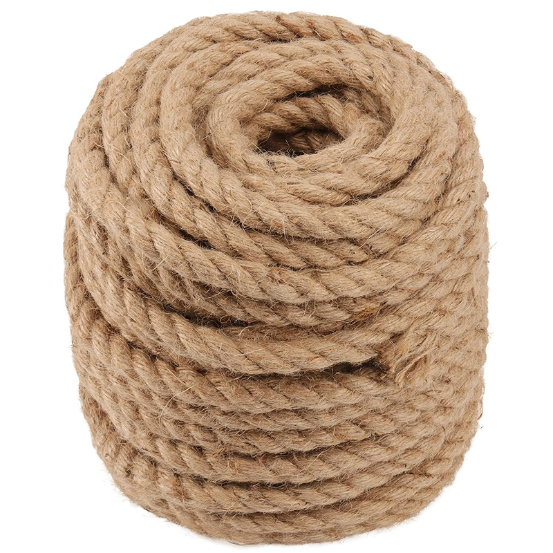 100 Feet Natural Jute Rope: 1/2 Inch Thick, Strong Hemp for Gardening