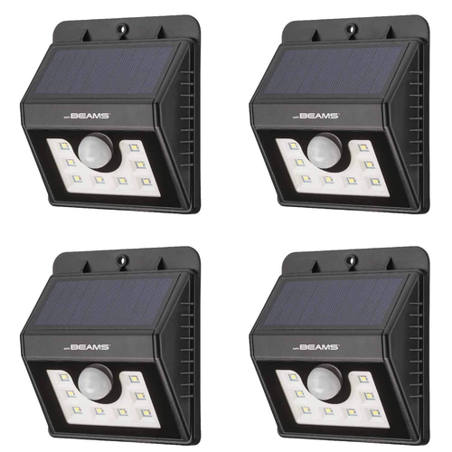 Beams Solar Wedge 8 LED 100 Lumen Outdoor Security Motion 4-Pack, Black