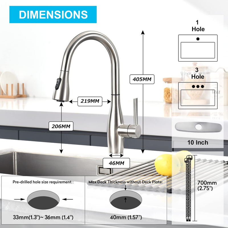 CREA Kitchen Faucet with Pull Out Sprayer, Bar Sink Faucet Stainless Steel RV Si