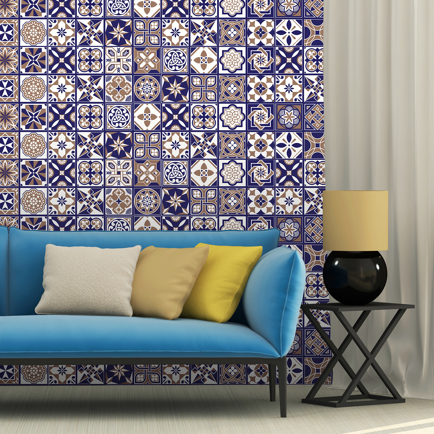 8" Royal Blue Ceramic Mosaic Tile Wallpaper Stickers Decal Bathroom