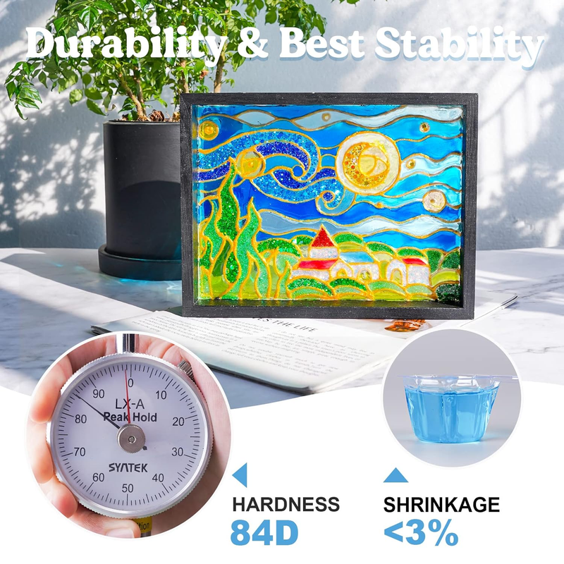 UV Resin Kit With Light - 200g Crystal Clear & Low Odor, UV Light, Silicone Mat,