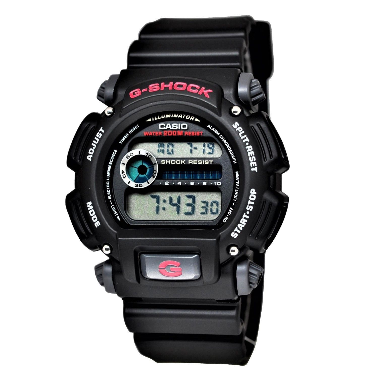 Casio Men'S G-Shock Quartz Chronograph Black Resin Band 48.5mm Watch Dw9052-1v