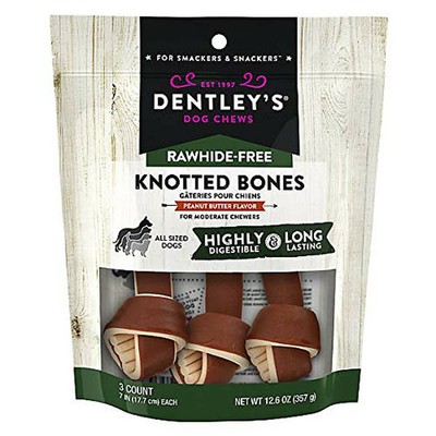 DENTLEY'S Rawhide-Free Knotted Bones - Peanut Butter ...