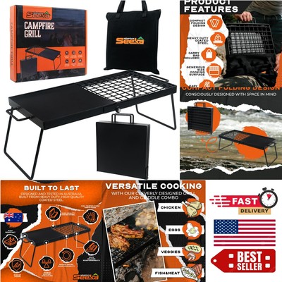 Versatile 288 Sq Inch Campfire Grill - Heavy Duty Foldable Griddle & Grill