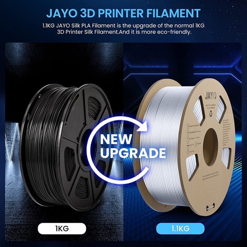 JAYO Gray Silk PLA+ Filament 1.75mm 1.1KG 3D Printer Shiny Metallic Neatly Wound