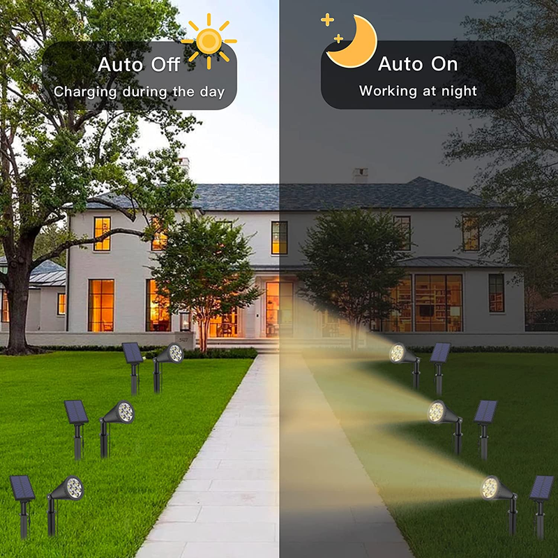 Solar Spot Lights Warm White with Separate Panel, Solar Tree Lights Waterproof O
