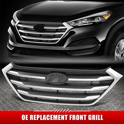 [Горизонтальные планки] Для 17-18 Tucson OE Style Серый Молдинг, Черная вставка решетки радиатора