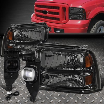 ДЛЯ 05-07 FORD F250-F550 ДЫМЧАТАЯ/ЯНТАРНАЯ ФАРА + ТОНИРОВАННЫЕ ЛИНЗЫ СВЕТОДИОДНОЙ ПРОТИВОТУМАННОЙ ФАРЫ + ВЫКЛЮЧАТЕЛЬ