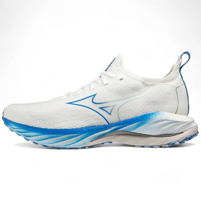 Pre-owned Mizuno Men's Wave Neo Wind Running Shoes In Undyed White/peace Blue - Size 11