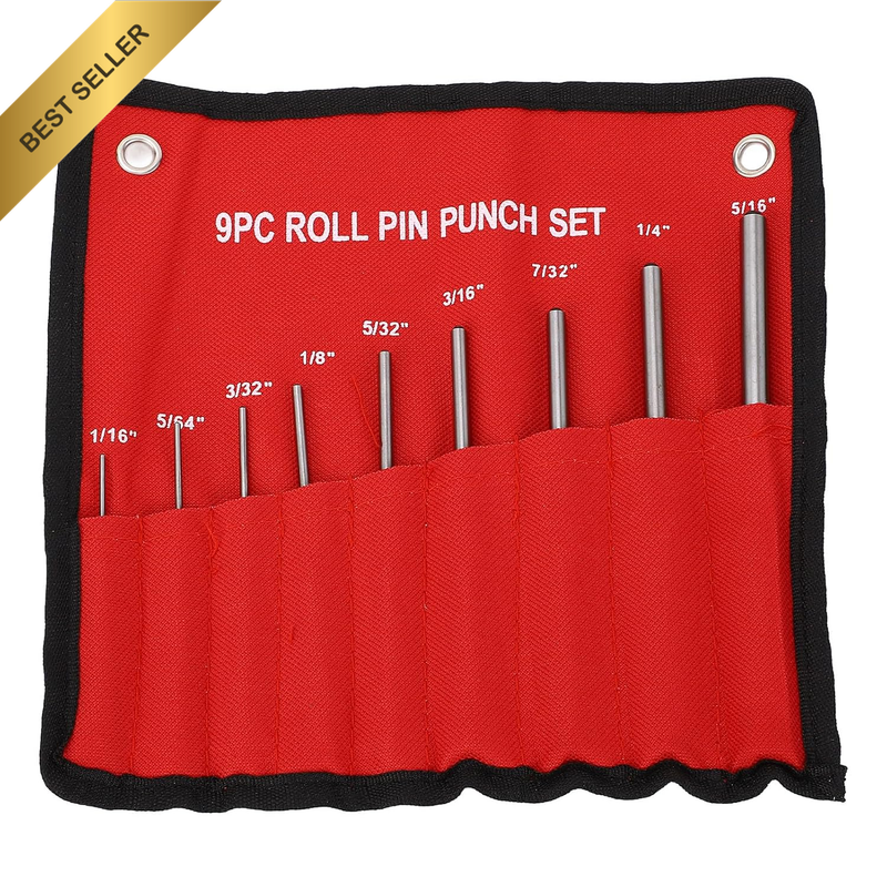 Roll Pin Punch Set High Speed Steel Pin Punch Tool for Jewelry Craft, 9 Pcs 1/16