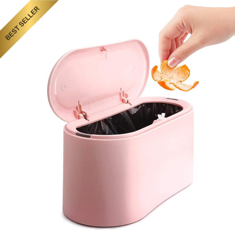 Mini Trash Can with Lid Removable Small Garbage Can, Tiny Plastic Trash Bin,Coun