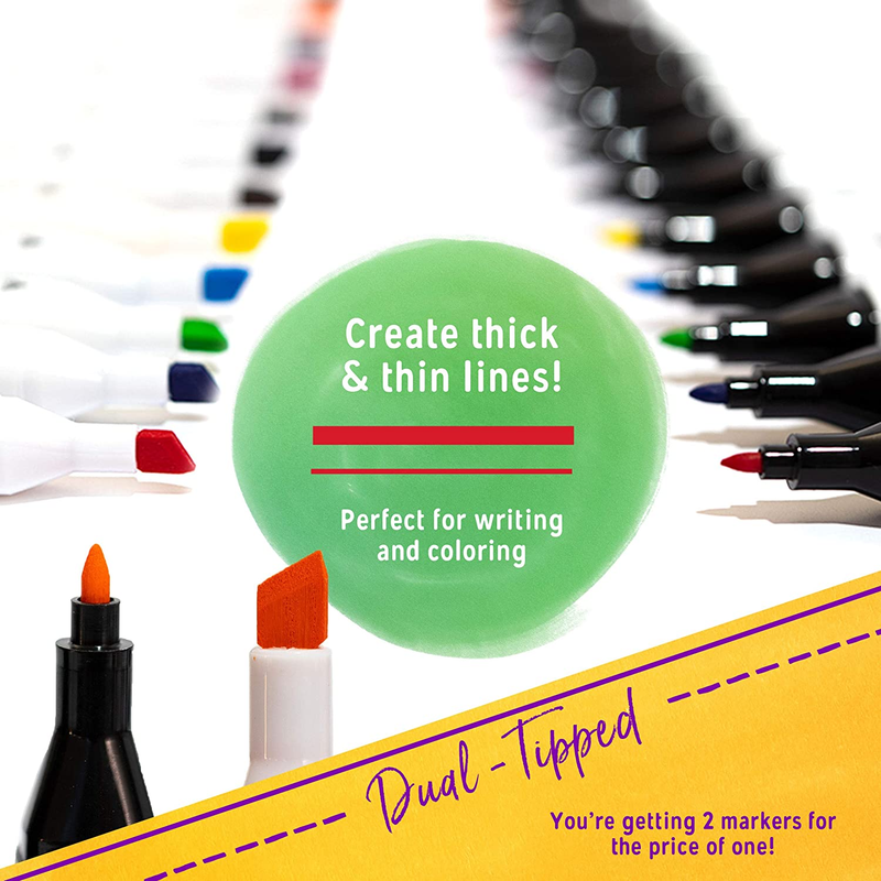 Crafts 4 All Fabric Markers for Clothes - Pack of 12 No Fade, Dual Tip Permanent