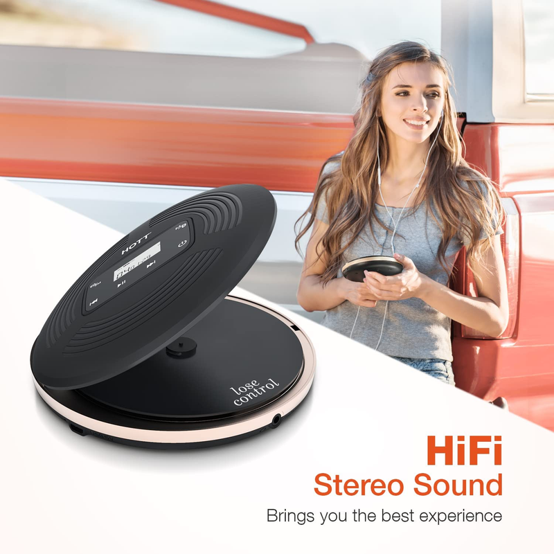 Portable CD Player for Car with Bluetooth FM Transmitter, Rechargeable Touch But
