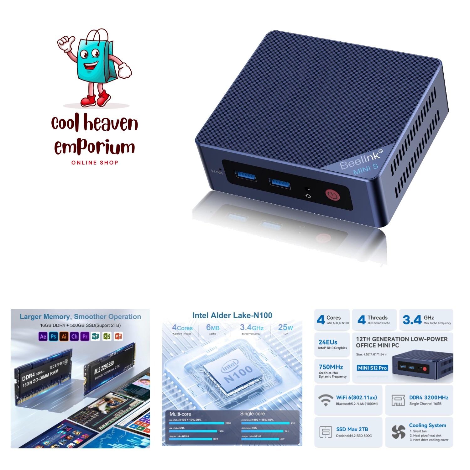 N100 MINI-S12 Pro ミニ PC16GB 500GB SSD Beelink | Beelink MINI S12 Pro Intel® Alder Lake N100