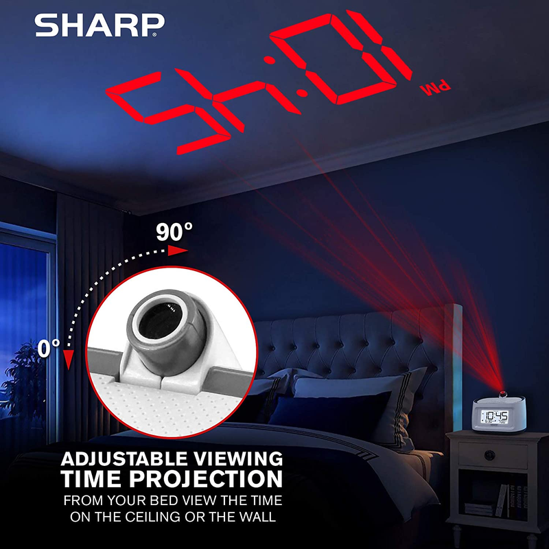 Projection Alarm Clock with Soothing Nature Sleep Sounds &ndash; Easy to Read Projecti