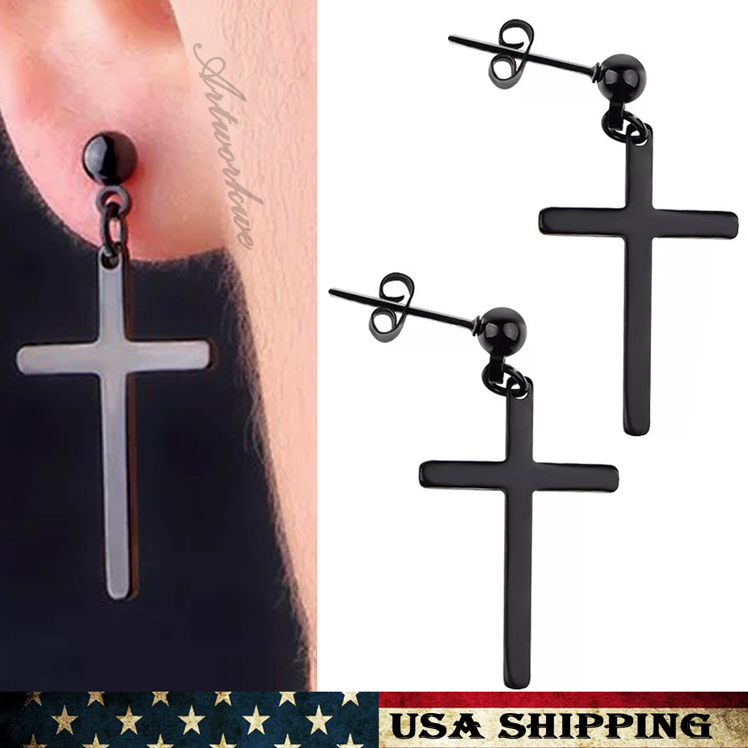 ★SENTIMENTS★ NO.474 [BLACK] KONT CROSS EARRING 366-PhotoRoom.jpg?v=1698763002