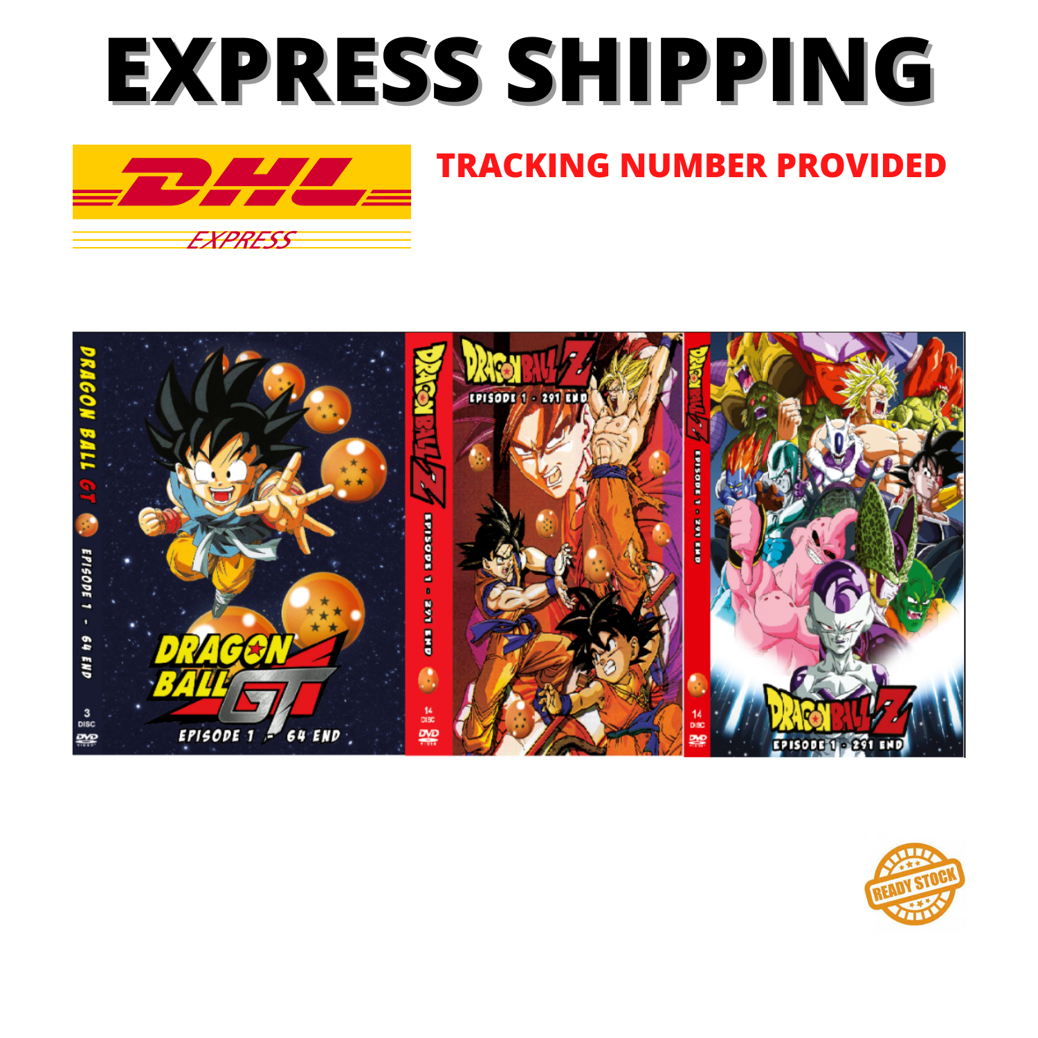 New DVD Dragon Ball Z Vol.1-291 End + GT Vol.1-64 End