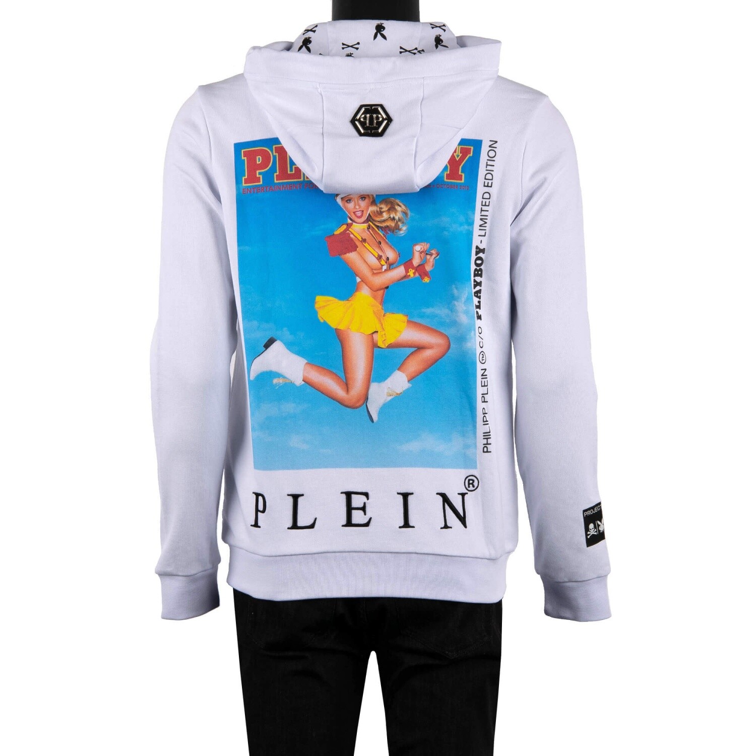 Куртка с капюшоном Philipp Plein X Playboy Carly Lauren Cover Print, белая 08379