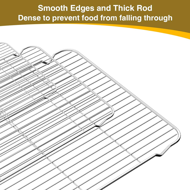 Baking Sheet with Rack Set (3 Pans + 3 Racks), Stainless Steel Baking Pan Cookie