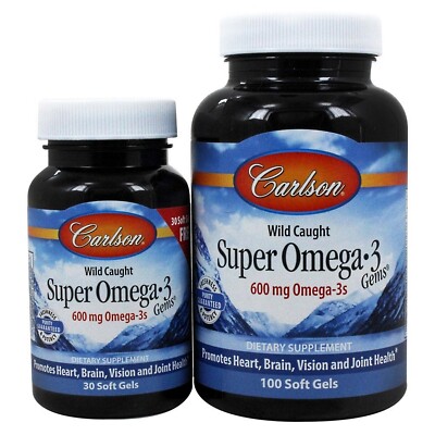 Carlson Labs Super Omega-3 600mg Gems, 100 + 30 Softgels