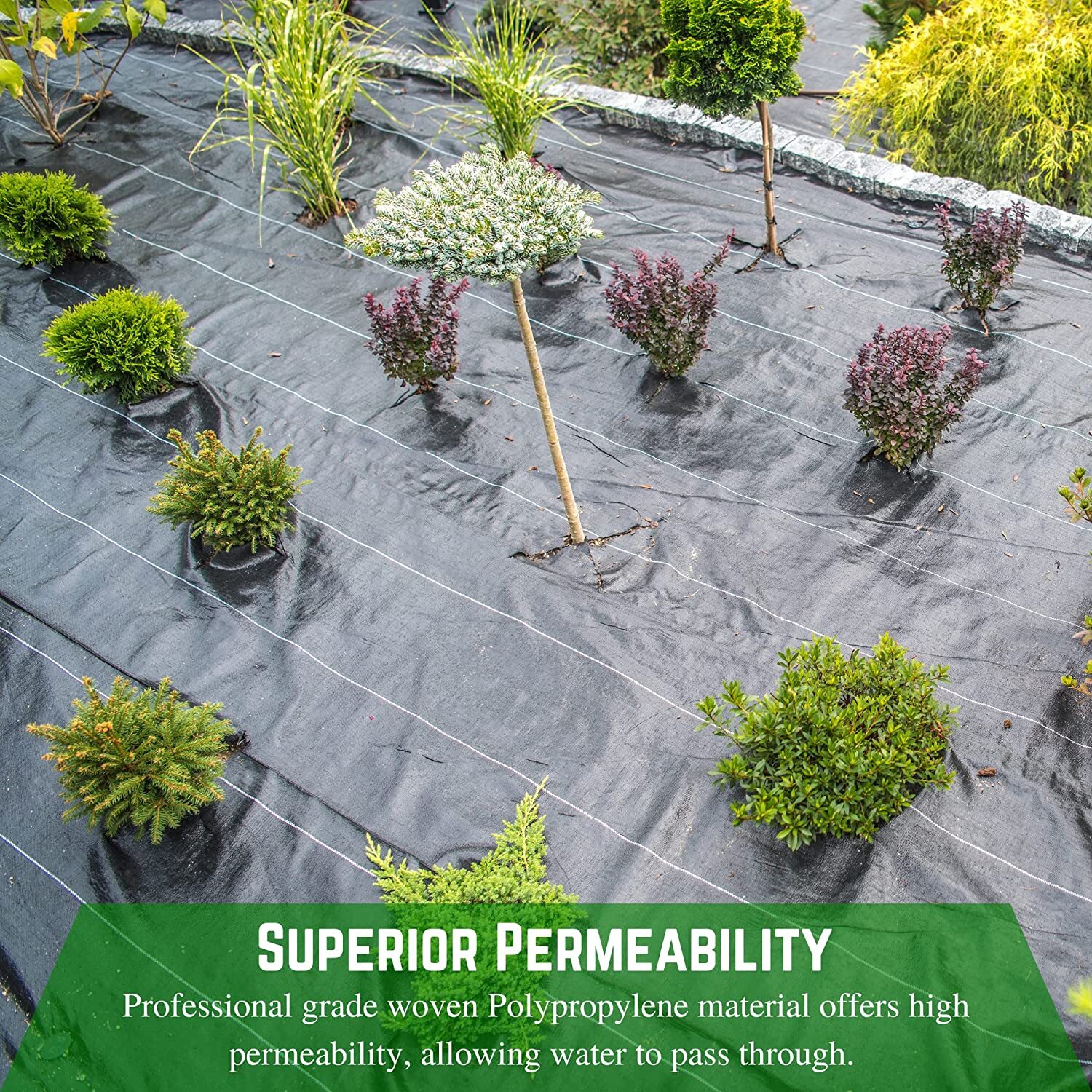 Farm Plastic Supply 3.2oz Ground Cover Weed Barrier Landscape Fabric, 6' x 200'