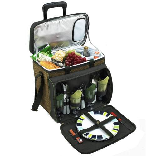 Picnic at Ascot Deluxe Picnic Cooler for 4 with Removable Wh