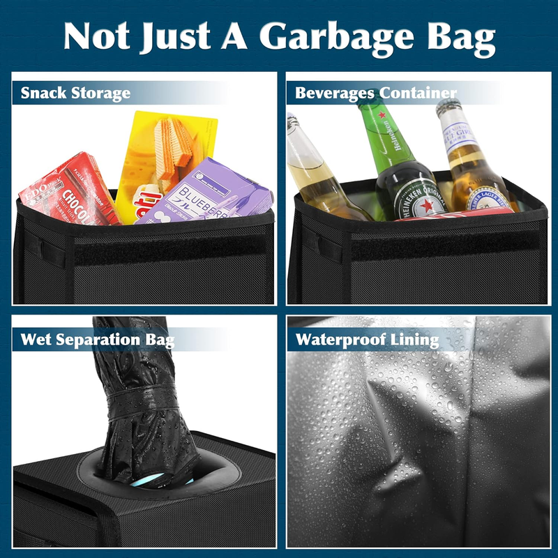 Car Trash Can Leak Proof Car Trash Bag Waterproof Car Garbage Can with Lid for S