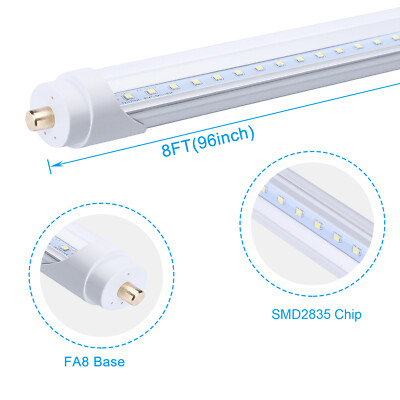 8 Foot Led Shop Light 90W 65W 45W 8FT FA8 T8 T12 Single Pin 8' Led Tube Light