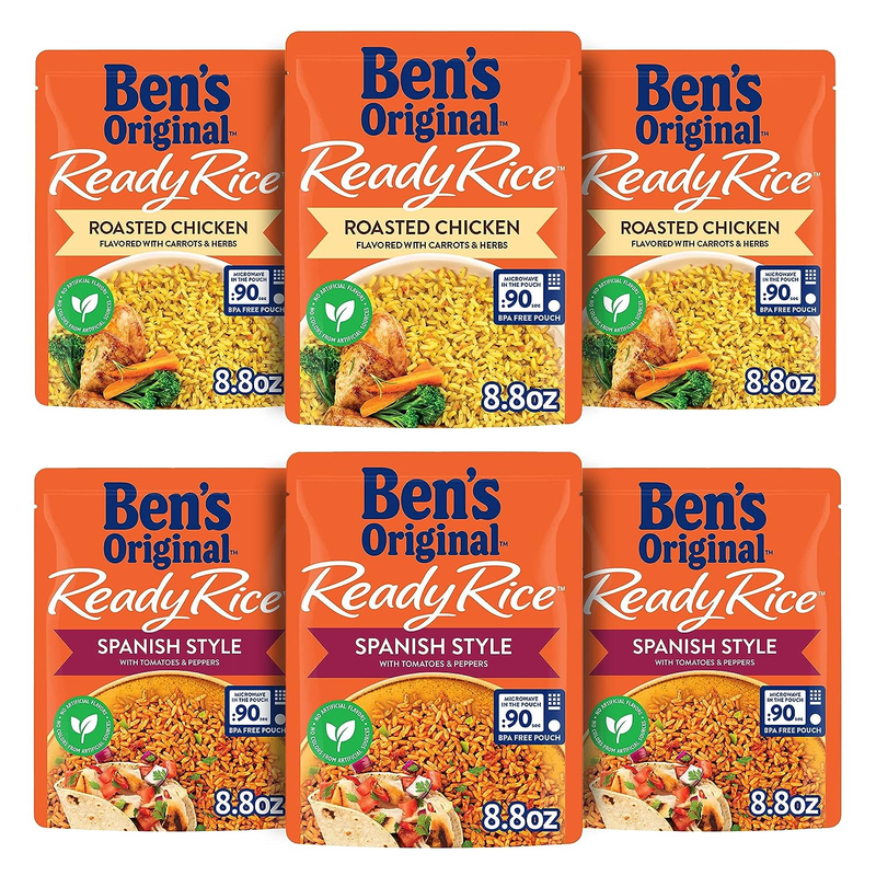 Ready Rice Roasted Chicken and Spanish Style Flavored Rice Variety Pack, Easy Di