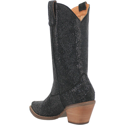 Pre-owned Dingo Womens Silver Dollar Black Leather Fashion Boots