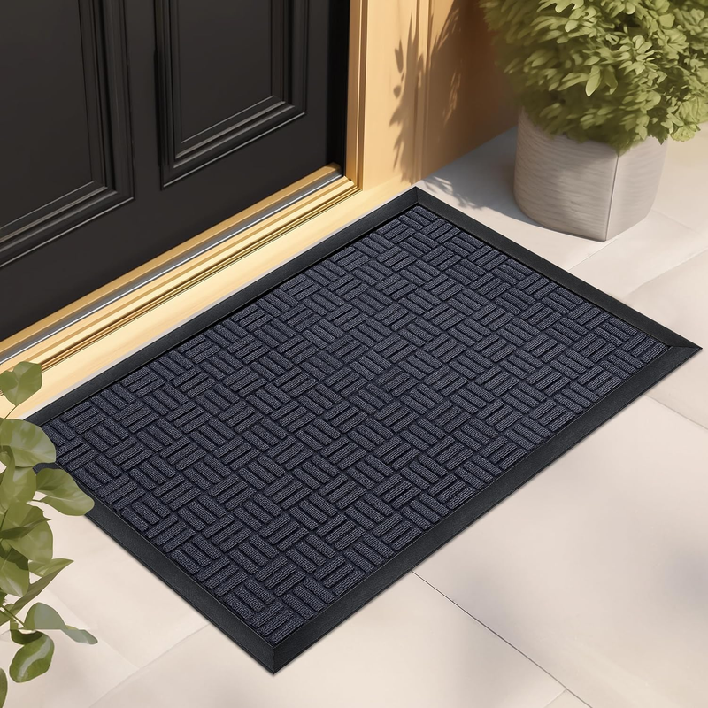 Front Door Mat, Heavy Duty Durable Welcome Mat for Outdoor Indoor, Dirt Trapper Waterproof Super Absorbent Door Mat for Entryway outside Patio Porch, 35.5