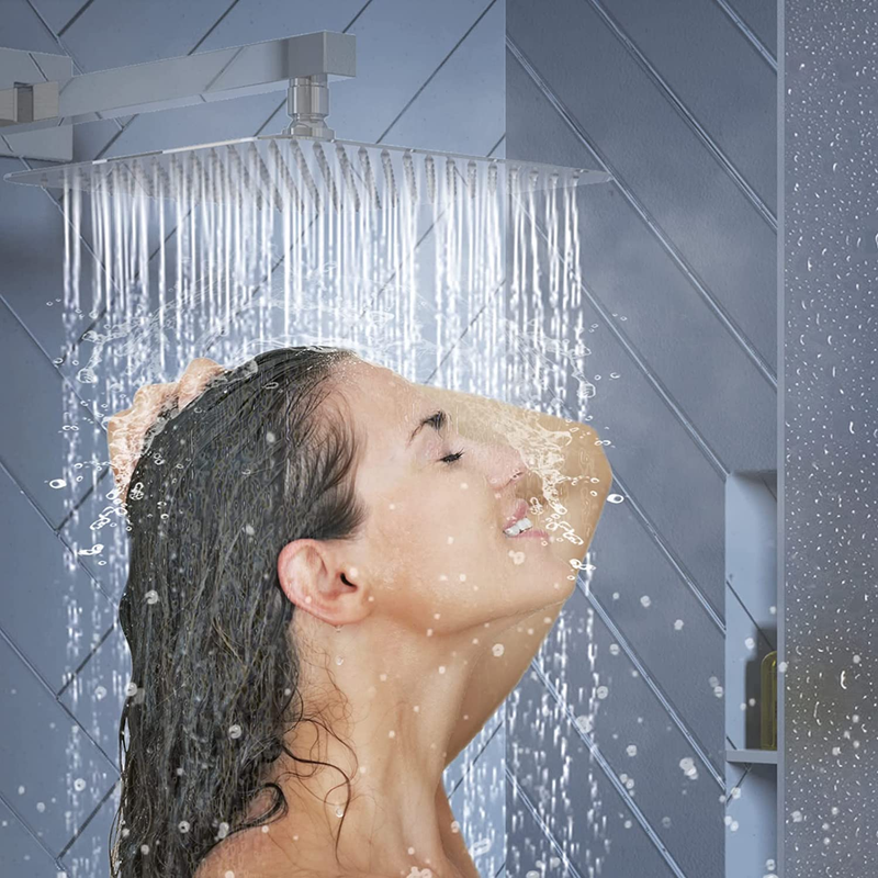 Shower System with Push Button Diverter Bathroom Luxury 10 Inch Rain Shower Head