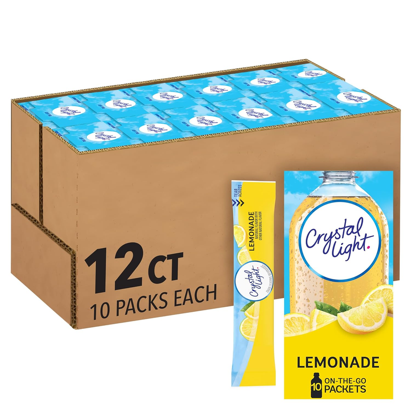 Crystal Light Sugar-Free Lemonade On-The-Go  Drink Mix 12 Count Pack of 10