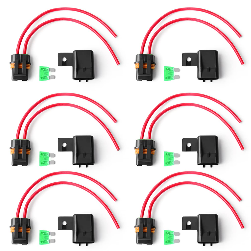 Waterproof Inline Fuse Holder 12V with Cover 6 Pack - Automotive/Marine/Vehicle
