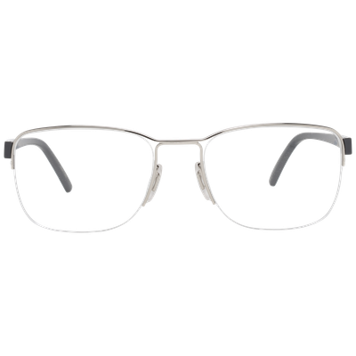 Pre-owned Porsche Design Glasses Frames P8357 B 54mm - Grey Metal Rectangular Full-rim In Clear, Demo Lenses