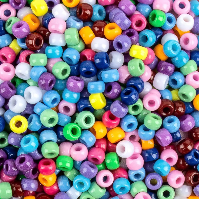 1000 Pcs Pony Beads Bulk - Plastic Bracelet Beads 6x9mm Pony Bead for Bracelets