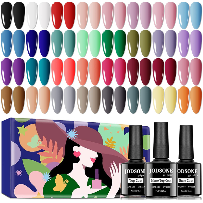 35 PCS Gel Nail Polish Set with 32 Colors Gel Polish Kit Base Coat No Wipe Matte
