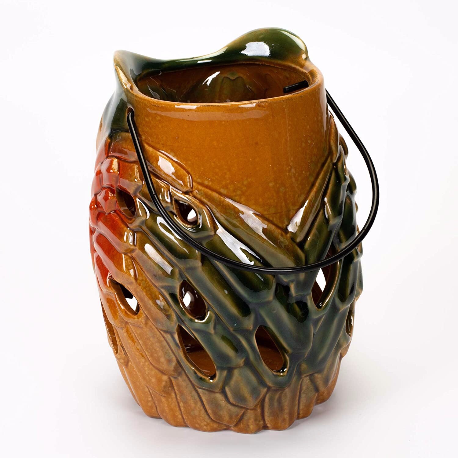 Design Imports Rustic Tall Owl Cutout Stonewear Candle Lantern New